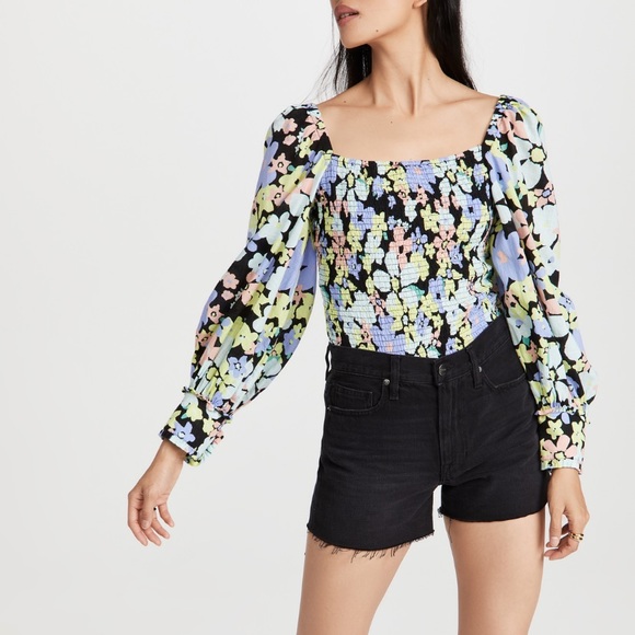 NWOT Free People Ariana Printed Smocked Top Size Medium - Picture 3 of 5